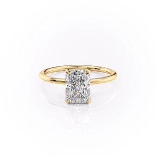 2.0 CT Radiant Cut Hidden Halo Solitaire Moissanite Diamond Engagement Ring