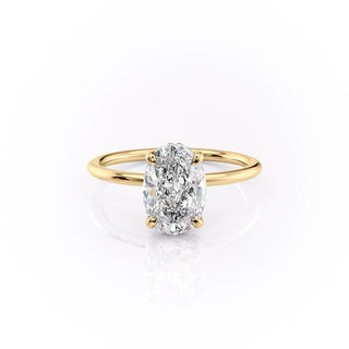 2.72 CT Oval Solitaire Classic Moissanite Engagement Ring front view