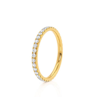 Brilliant 0.21ct round full eternity moissanite wedding band angled view showing its sparkle