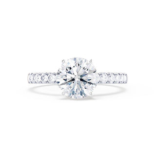 Sparkling 1.20ct round solitaire moissanite ring angled view showing its sparkle