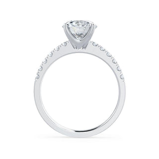 Classic 1.0ct round solitaire moissanite ring shown on a finger image 3
