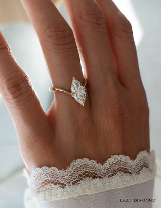 1.50CT-2.50CT Marquise Moissanite Unique Diamond Rings Classy Engagement With Matching Double Band