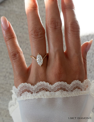 1.50CT-2.50CT Marquise Moissanite Unique Diamond Rings Classy Engagement With Matching Double Band