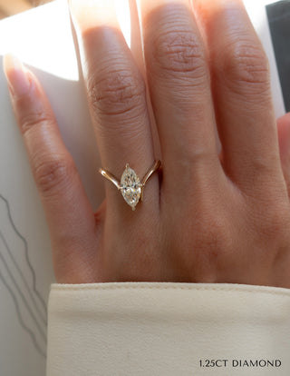 1.50CT-2.50CT Marquise Moissanite Unique Diamond Rings Classy Engagement With Matching Double Band