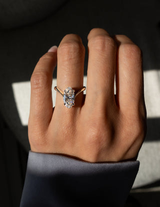 2.0CT-3.0CT Oval Moissanite Unique Diamond Fashion Rings Engagement With Matching Classic Diamond Band