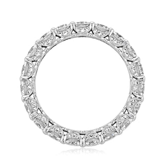 Dazzling round full eternity moissanite wedding band side profile view image 2