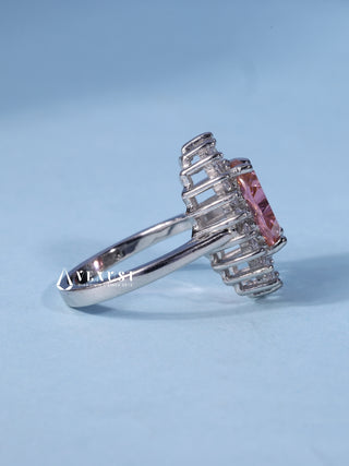 2.0CT Oval Cut American Diamond Halo Cathedral Engagement Ring