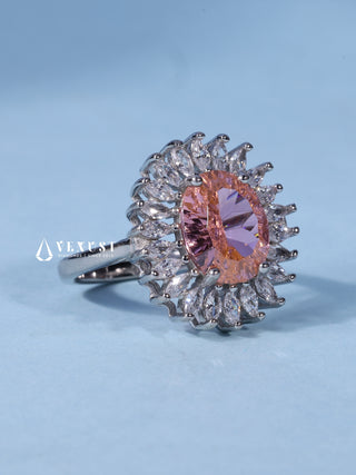 2.0CT Oval Cut American Diamond Halo Cathedral Engagement Ring