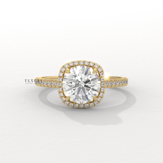 Halo Pave Round Cut Moissanite Engagement Ring front view