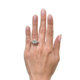 Radiant double three stone moissanite ring angled sparkle view