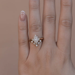 0.75CT Marquise Moissanite Diamond Cluster Wedding Ring Set