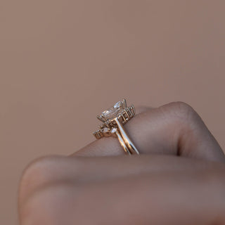 0.75CT Marquise Moissanite Diamond Cluster Wedding Ring Set