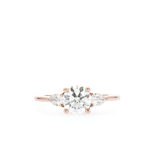 1.05CT Round Three Stone Diamond Moissanite Engagement Ring
