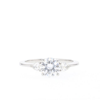 1.05CT Round Three Stone Diamond Moissanite Engagement Ring