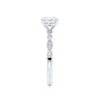 Graceful 1.50ct princess solitaire moissanite ring close up of the setting