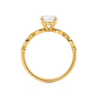 Refined 1.50ct princess solitaire moissanite ring side profile view
