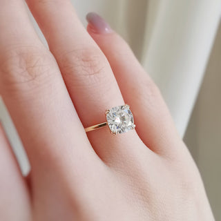 1.50 CT Cushion Solitaire Halo Moissanite Engagement Ring full view