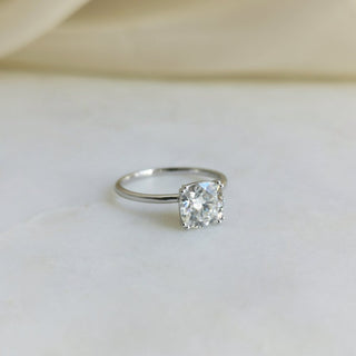 1.50 CT Cushion Solitaire Halo Moissanite Engagement Ring band view