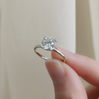 1.50 CT Cushion Solitaire Halo Moissanite Engagement Ring close up