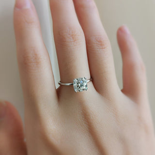 1.50 CT Cushion Solitaire Halo Moissanite Engagement Ring angle view