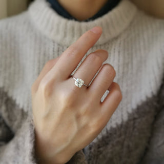 1.50 CT Cushion Solitaire Halo Moissanite Engagement Ring full view