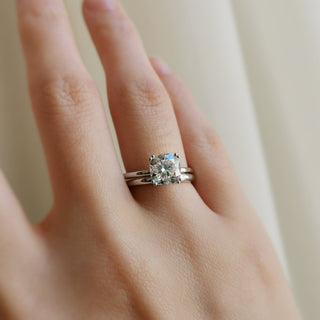1.50 CT Cushion Solitaire Halo Moissanite Engagement Ring sparkle view