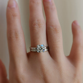 1.50 CT Cushion Solitaire Halo Moissanite Engagement Ring side view
