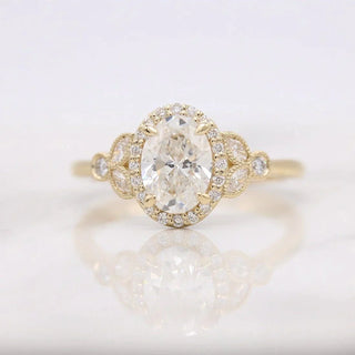 1.33CT Oval Cut Halo Cluster Diamond Moissanite Engagement Ring