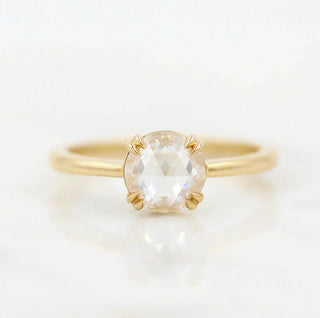 1.0CT Round Rose Cut Solitaire Moissanite Diamond Engagement Ring