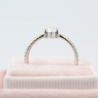 0.90ct Marquise Cut Pave Moissanite Diamond Engagement Ring