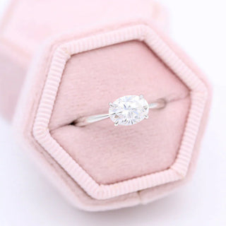2.0 CT Oval Cut Solitaire Halo Moissanite Engagement Ring side view
