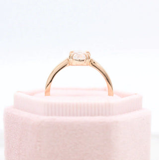 Timeless 1.33ct oval solitaire moissanite ring close up of the setting