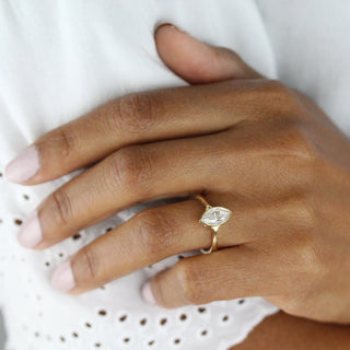 1.0CT Marquise Cut Bezel Solitaire Moissanite Engagement Ring