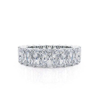 Refined 7.26ct radiant full eternity moissanite wedding band front view