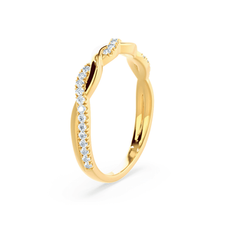 Elegant 0.20ct round twisted moissanite wedding band side profile view