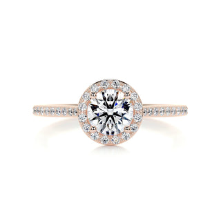 1.0 CT Round Cut Halo Pave Moissanite Engagement Ring