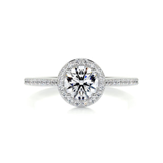 1.0 CT Round Cut Halo Pave Moissanite Engagement Ring