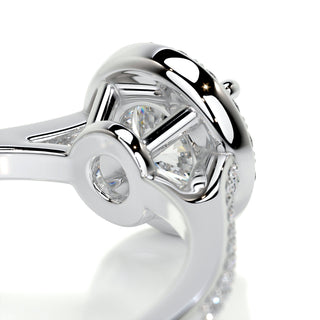 1.0 CT Round Cut Halo Pave Moissanite Engagement Ring