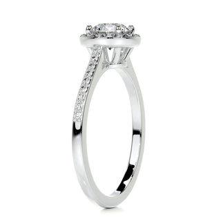 1.0 CT Round Cut Halo Pave Moissanite Engagement Ring