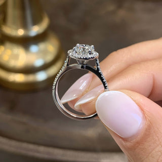 1.0 CT Round Cut Halo Pave Moissanite Engagement Ring