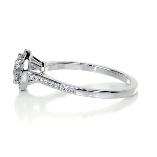 1.0 CT Round Cut Halo Pave Moissanite Engagement Ring