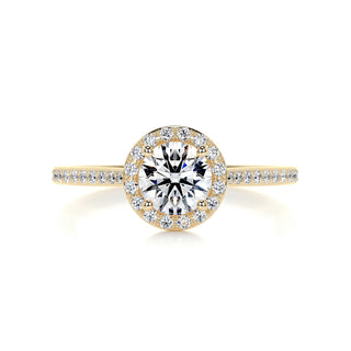 1.0 CT Round Cut Halo Pave Moissanite Engagement Ring