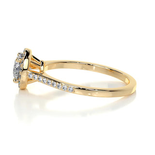 1.0 CT Round Cut Halo Pave Moissanite Engagement Ring