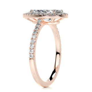 3.50ct Pear Cut Halo Pave Diamond Moissanite Engagement Ring