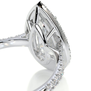3.50ct Pear Cut Halo Pave Diamond Moissanite Engagement Ring