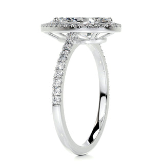 3.50ct Pear Cut Halo Pave Diamond Moissanite Engagement Ring