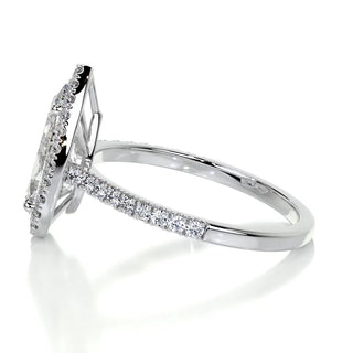 3.50ct Pear Cut Halo Pave Diamond Moissanite Engagement Ring
