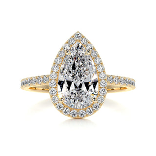 3.50ct Pear Cut Halo Pave Diamond Moissanite Engagement Ring