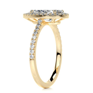 3.50ct Pear Cut Halo Pave Diamond Moissanite Engagement Ring