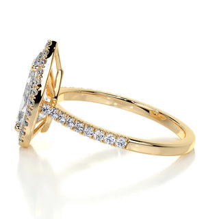 3.50ct Pear Cut Halo Pave Diamond Moissanite Engagement Ring